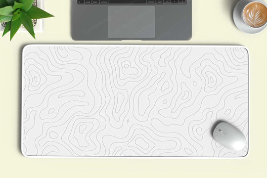 Seamless Line Pattern - White Desk Mat