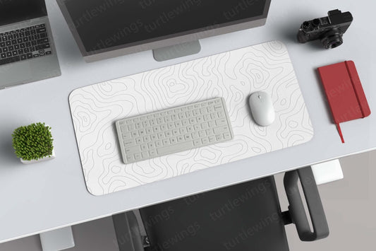 Seamless Line Pattern - White Desk Mat