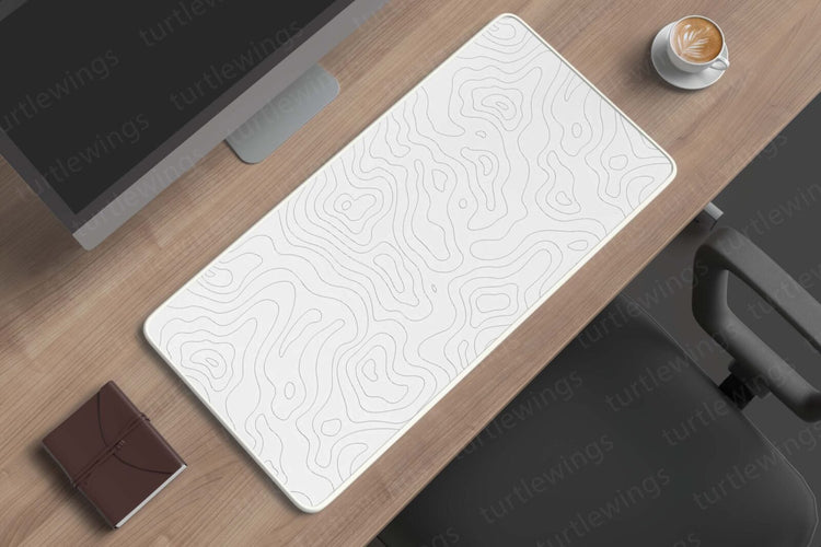 Seamless Line Pattern - White Desk Mat