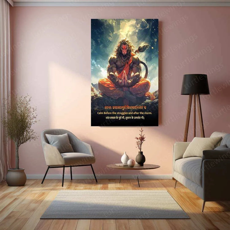 Hanuman Sanskrit Quote – The Strength and Devotion Metal Poster - TURTLEWINGS 