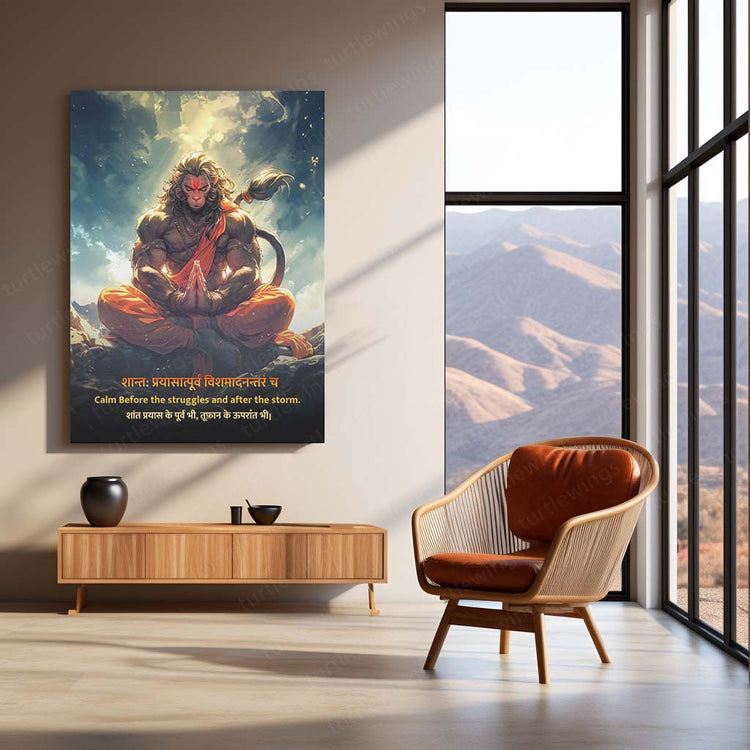 Hanuman Ji with Sanskrit Quote Metal Poster