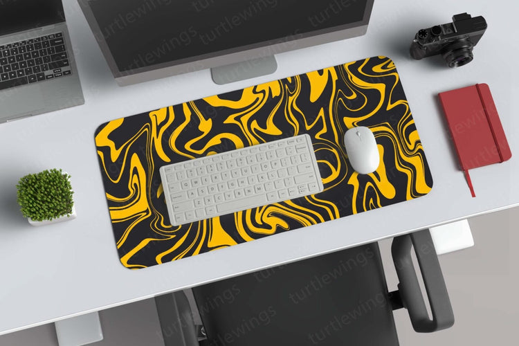 Seamless Line Pattern - Yellow and Black Desk Mat