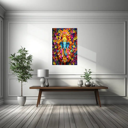 Ganpati Metal Poster | Lord Ganesha Spiritual Wall Art 3 - TURTLEWINGS 