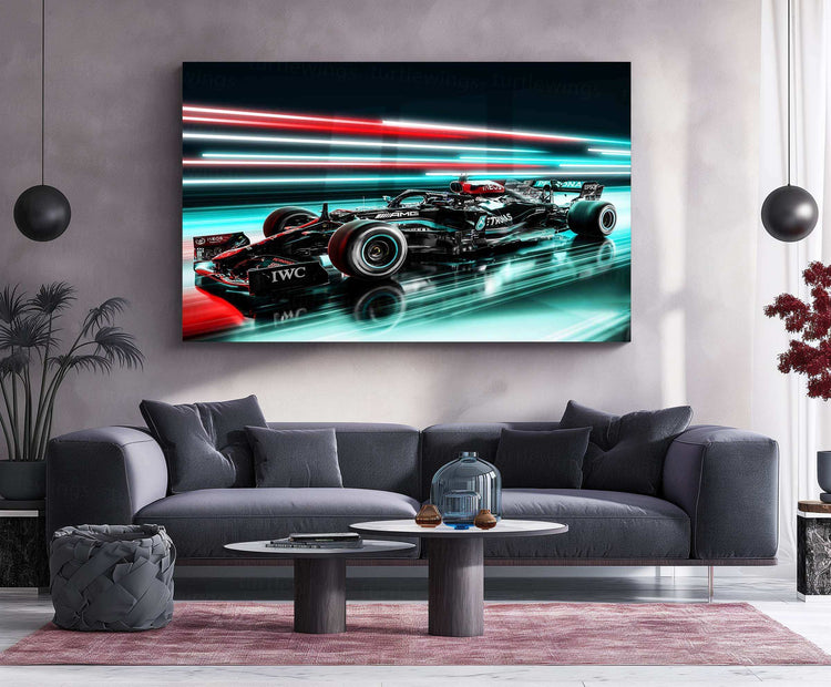 Mercedes-AMG F1 "Rush" Metal Poster | High-Speed Racing Artwork | Formula 1 Wall Decor - TURTLEWINGS 