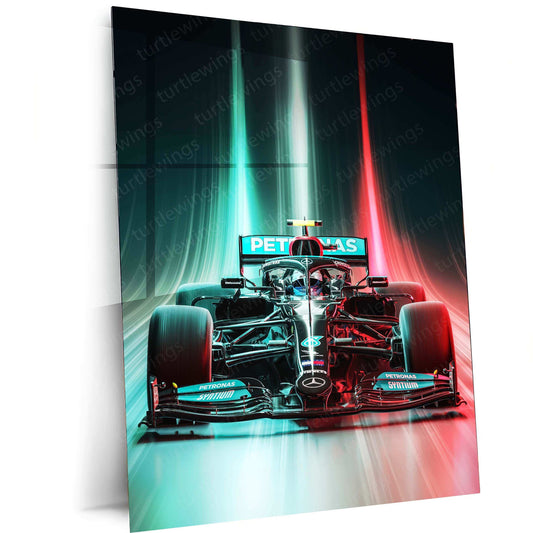 Mercedes-AMG F1 Metal Poster | Silver Arrows Racing Artwork | Formula 1 Wall Decor - TURTLEWINGS 