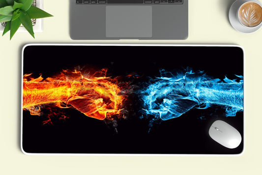 Elemental Balance: TurtleWings Fire and Water Multicolor Large Mousepad ? Precision with Elemental Harmony