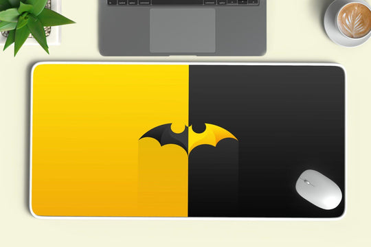 Dark Vigilance: TurtleWings Bat Logo Black and Yellow Multicolor Large Mousepad ? Gotham's Precision in Every Swipe!