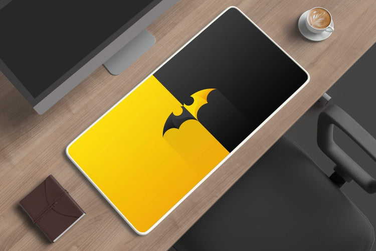 Dark Vigilance: TurtleWings Bat Logo Black and Yellow Multicolor Large Mousepad ? Gotham's Precision in Every Swipe!