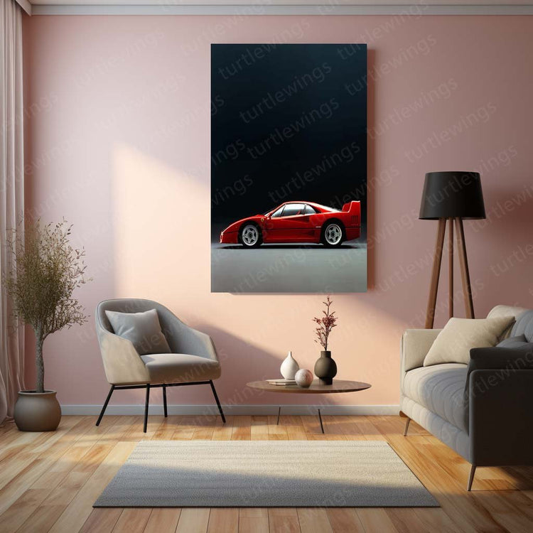 1987 Ferrari F40 Metal Poster | Classic Supercar Art