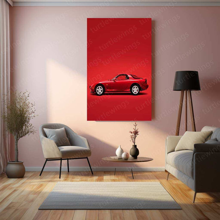 1991 Mazda RX-7 Metal Poster | Classic Sports Car Wall Art - TURTLEWINGS 