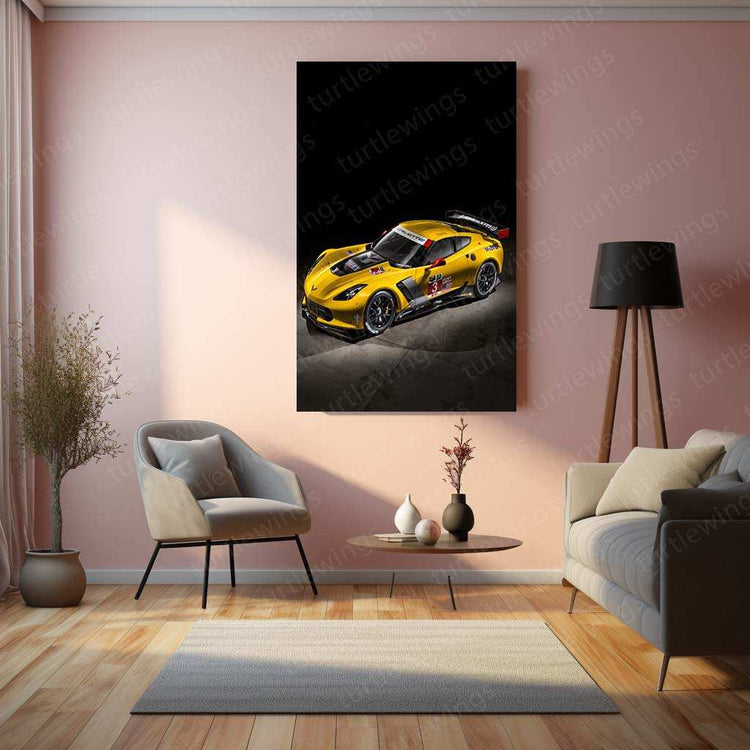 2014 Chevrolet Corvette C7R Metal Poster | High-Performance Race Car Wall Art - TURTLEWINGS 