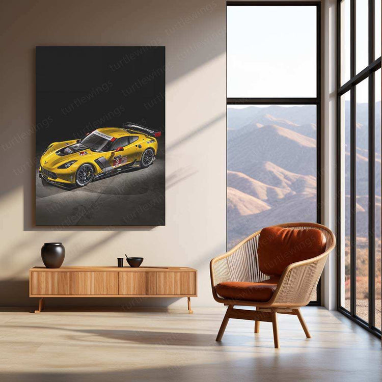 2014 Chevrolet Corvette C7R Metal Poster | High-Performance Race Car Wall Art - TURTLEWINGS 