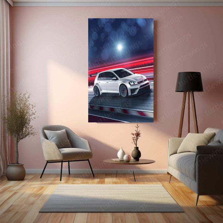 2016 Volkswagen Golf GTI TCR Metal Poster | High-Performance Hatchback Art - TURTLEWINGS 