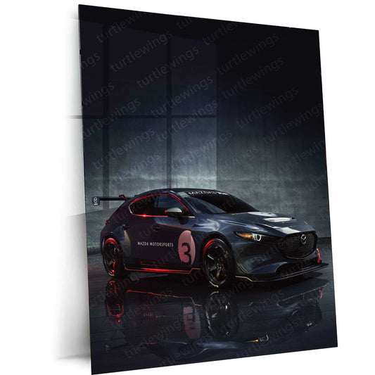 2020 Mazda 3 TCR Metal Poster | High-Performance Racing Car Art - TURTLEWINGS 