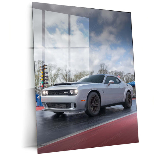 2023 Dodge Challenger SRT Demon Metal Poster | Modern Muscle Car Art