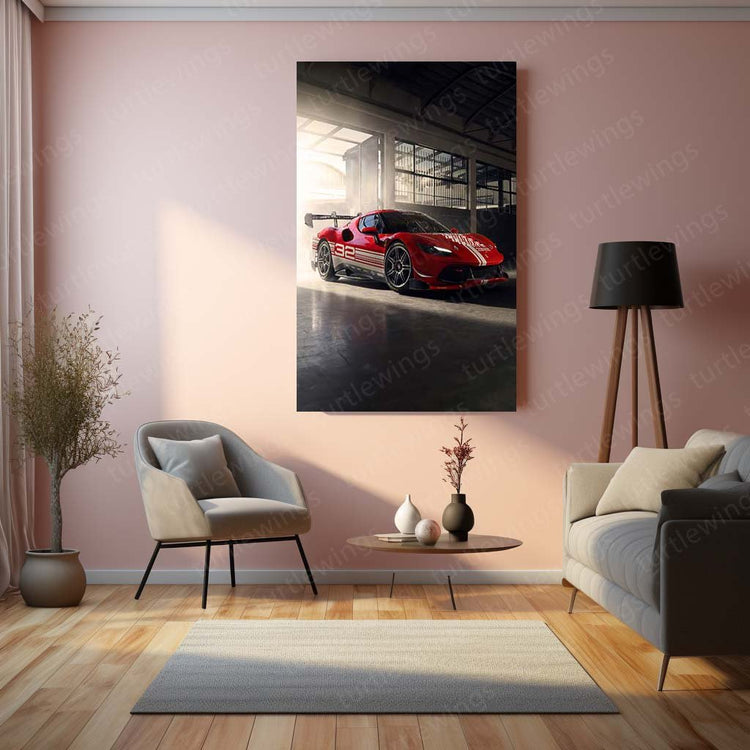 2024 Ferrari 296 Challenge Metal Poster | Supercar Racing Art