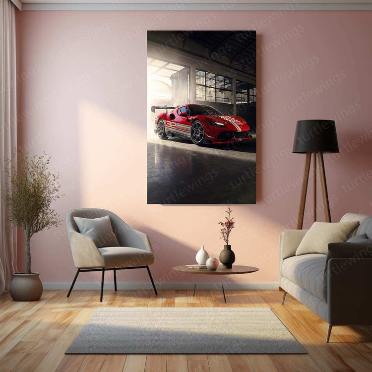 2024 Ferrari 296 Challenge (005) Metal Poster | High-Performance Racing Art - TURTLEWINGS 