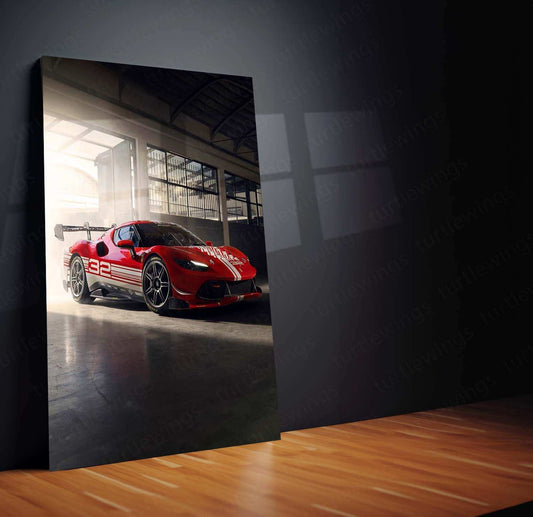 2024 Ferrari 296 Challenge (005) Metal Poster | High-Performance Racing Art - TURTLEWINGS 