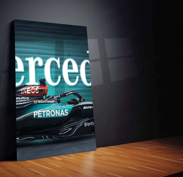 Mercedes F1 Split Metal Poster – Excellence in Speed and Precision