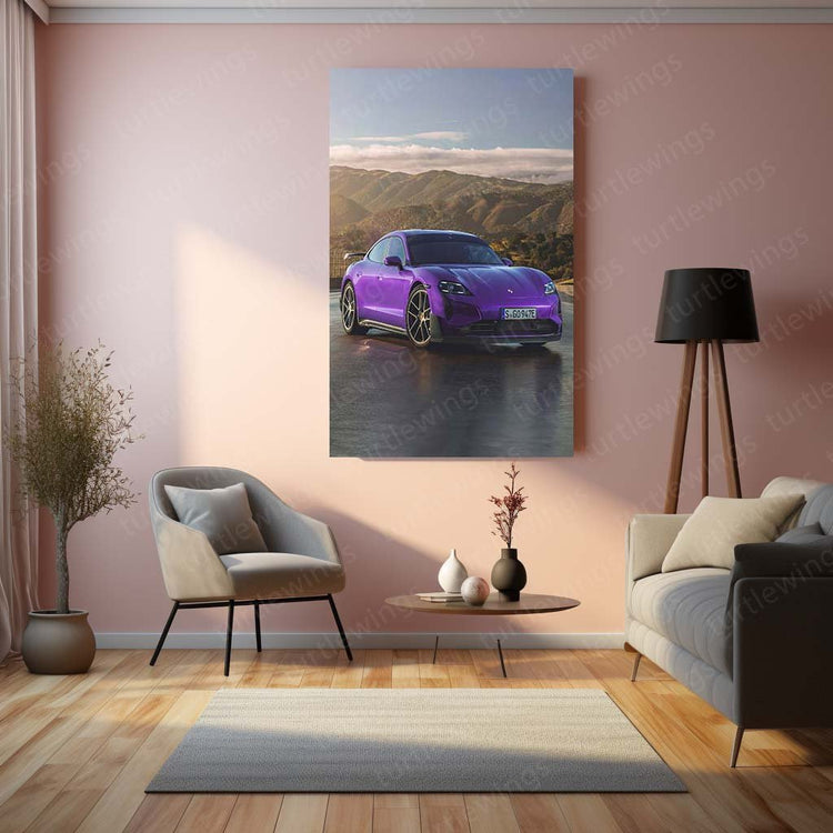 2025 Porsche Taycan Turbo GT Metal Poster | Electric Performance Art