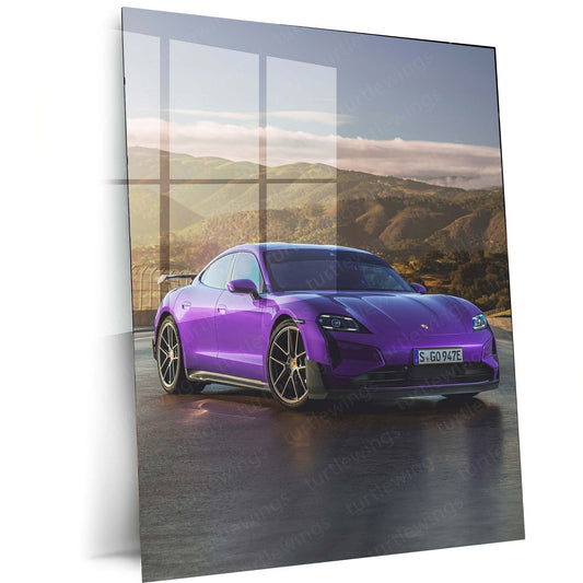 2025 Porsche Taycan Turbo GT Metal Poster | Electric Performance Art