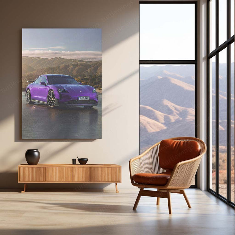 2025 Porsche Taycan Turbo GT Metal Poster | Electric Performance Art