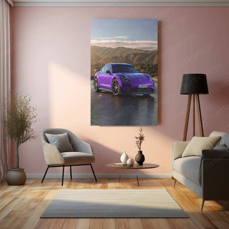 2025 Porsche Taycan Turbo GT Metal Poster | High-Performance EV Art | Luxury Car Decor - TURTLEWINGS 