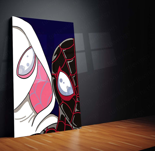 Miles Morales and Gwen Stacy Metal Poster | Spider-Verse Wall Art | HD Print