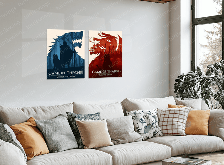 Game of Thrones Metal Poster Set – House Stark & Iron Throne