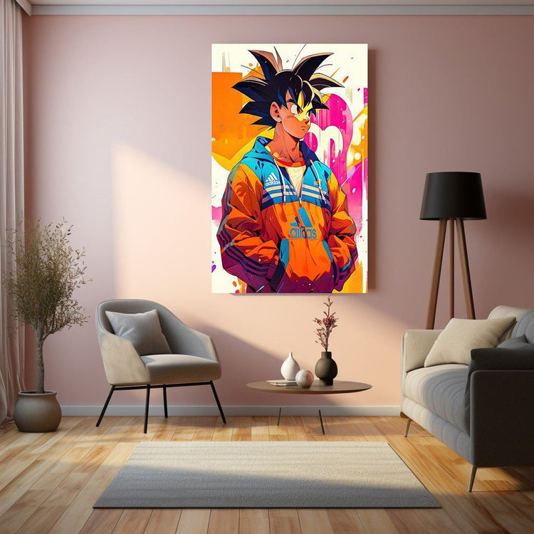 Turtlewings | Goku DBZ Casual Look Metal Print | Metal Poster | HD | Anime Wall Decor