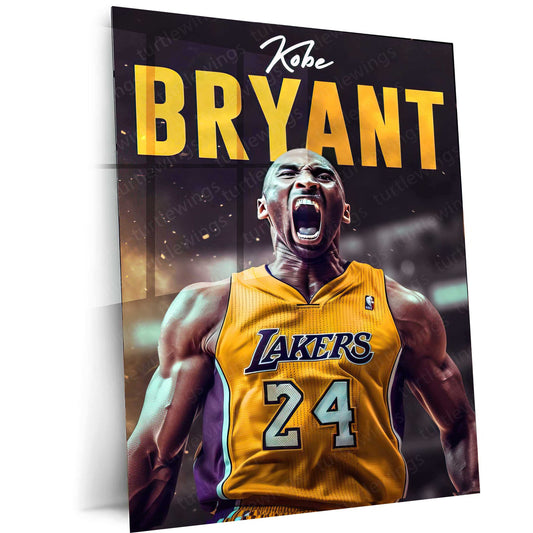 Kobe Bryant Metal Poster | Mamba Mentality Wall Art | Lakers Basketball Legend Print - TURTLEWINGS 