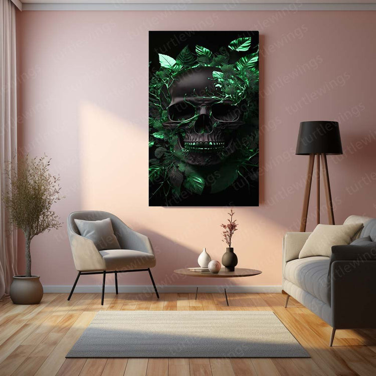 Skull Art Metal Poster | Abstract Skeleton Wall Art | HD Print