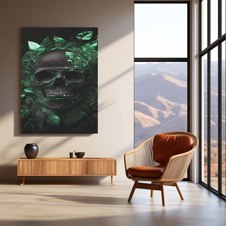 Skull Art Metal Poster | Abstract Skeleton Wall Art | HD Print