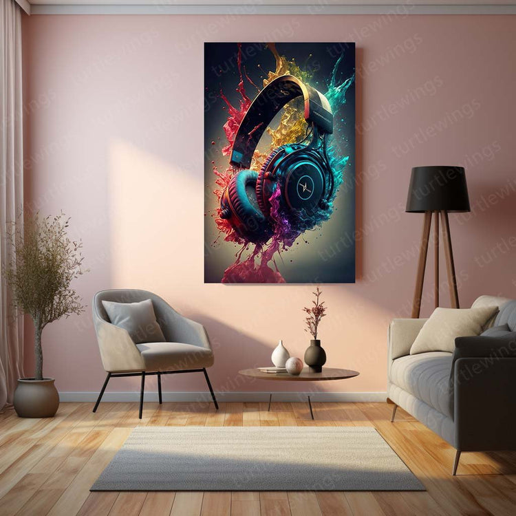 Headphones Aesthetic Metal Poster | Music Lover Wall Art | HD Print