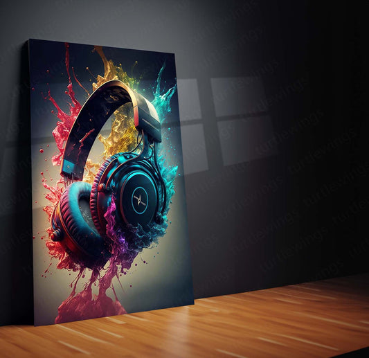 Headphones Aesthetic Metal Poster | Music Lover Wall Art | HD Print