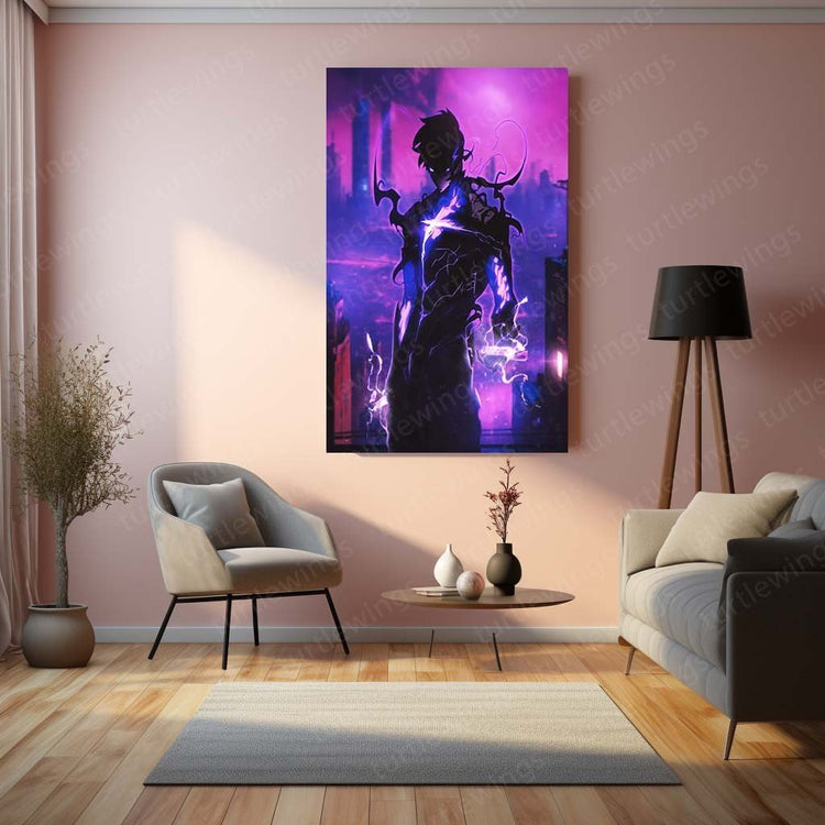 Sung Jin Woo Metal Poster | Solo Leveling Wall Art | HD Print