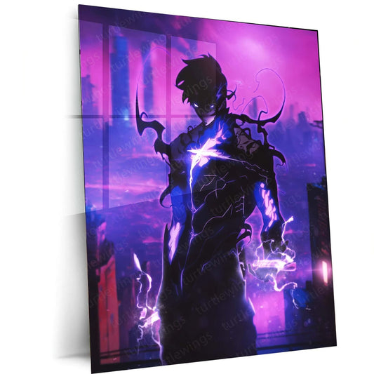 Sung Jin Woo Metal Poster | Solo Leveling Wall Art | HD Print