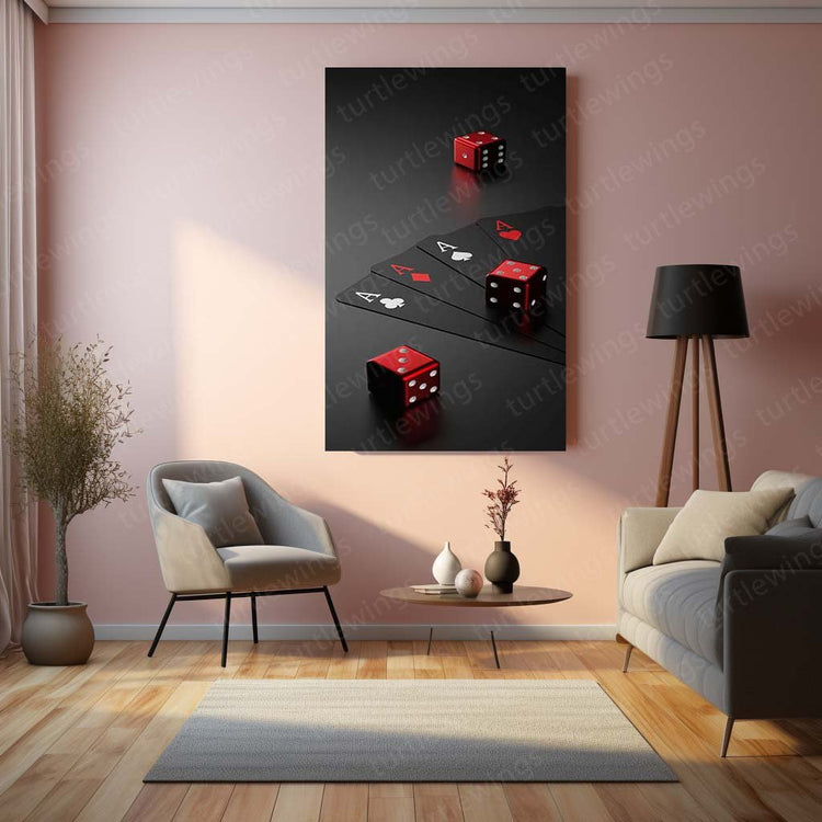 Cards and Dice Metal Poster | Casino Wall Decor | HD Print