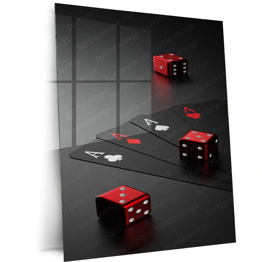 Cards and Dice Metal Poster | Casino Wall Decor | HD Print