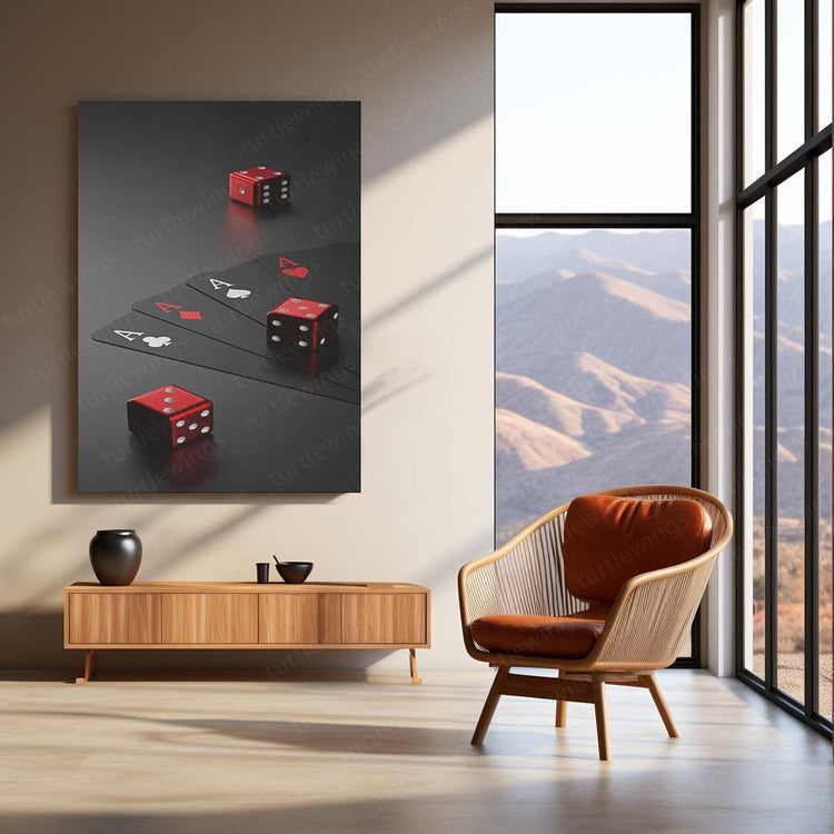 Cards and Dice Metal Poster | Casino Wall Decor | HD Print