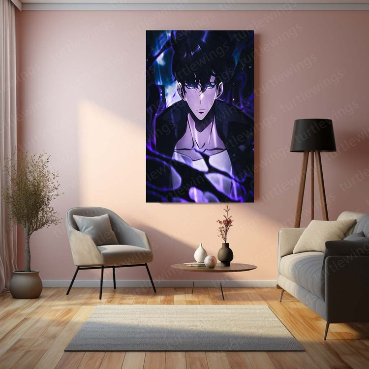 Sung Jin Woo Metal Poster | Solo Leveling Wall Art | HD Print 2