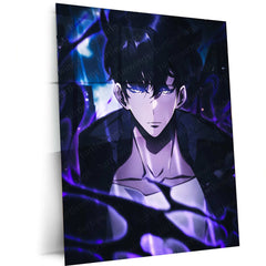 Solo Leveling Metal Poster | Sung Jin-Woo Shadow Monarch Wall Art | Anime Manhwa Decor