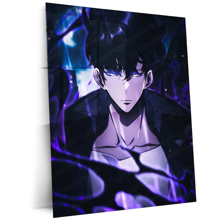 Solo Leveling Metal Poster | Sung Jin-Woo Shadow Monarch Wall Art | Anime Manhwa Decor - TURTLEWINGS 