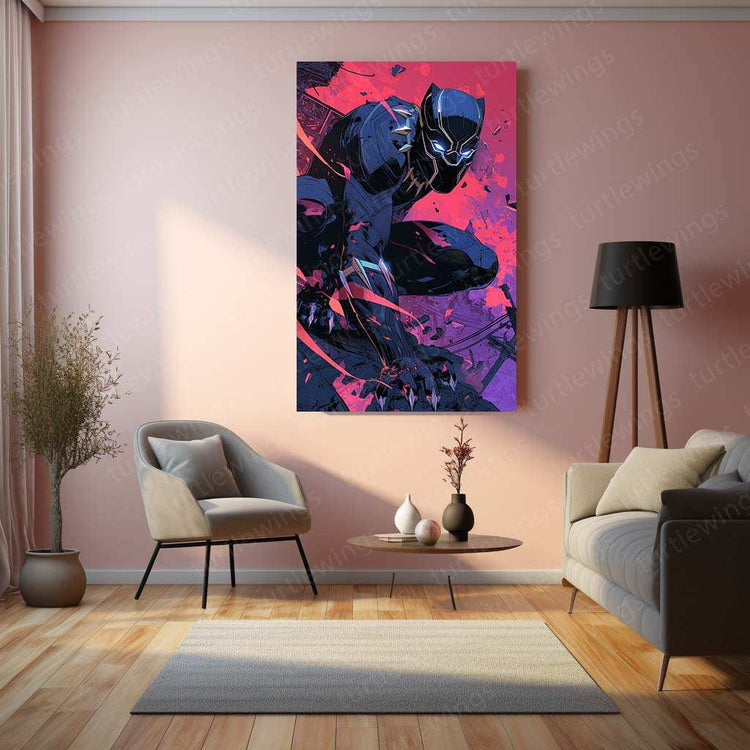 Black Panther Metal Poster | Marvel Wall Art | Wakanda Forever Decor - TURTLEWINGS 