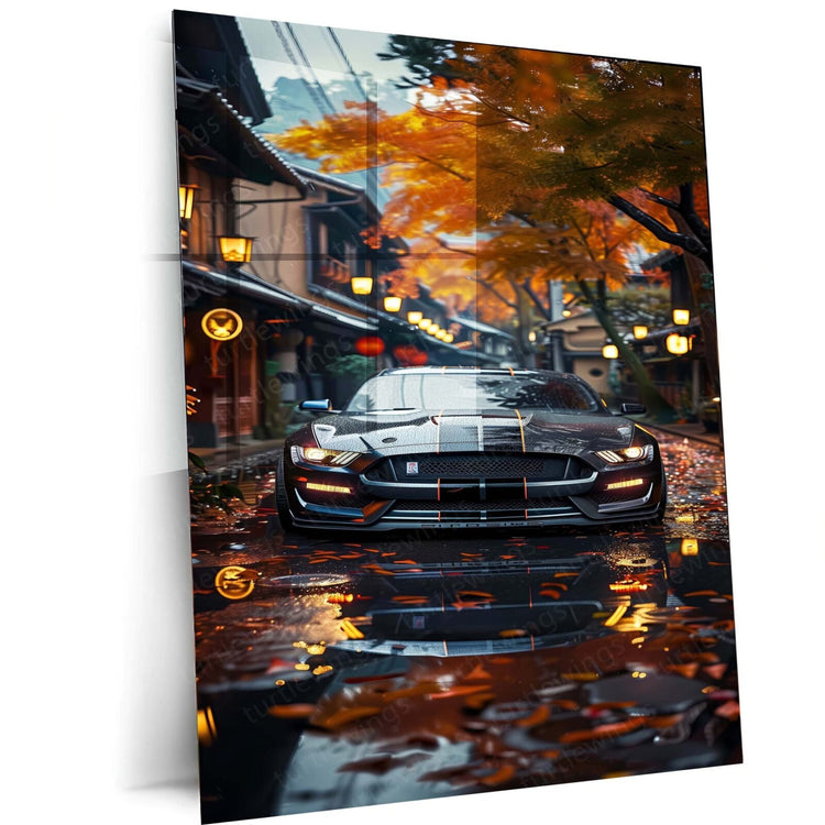 Mustang Anime Style Metal Poster | Vintage Car Wall Art | HD Print