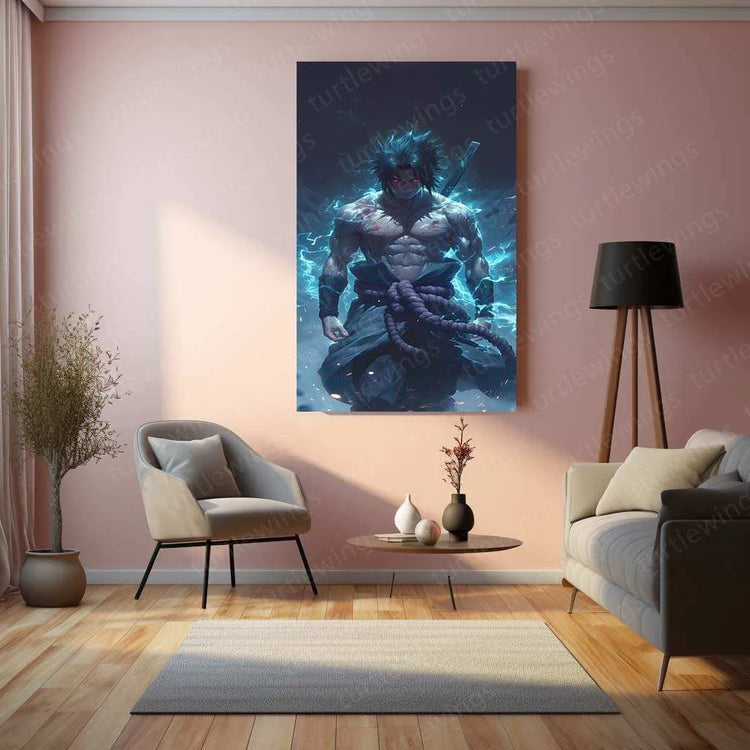 Sasuke Uchiha Metal Poster | Naruto Anime Wall Art | Sharingan & Rinnegan Decor - TURTLEWINGS 