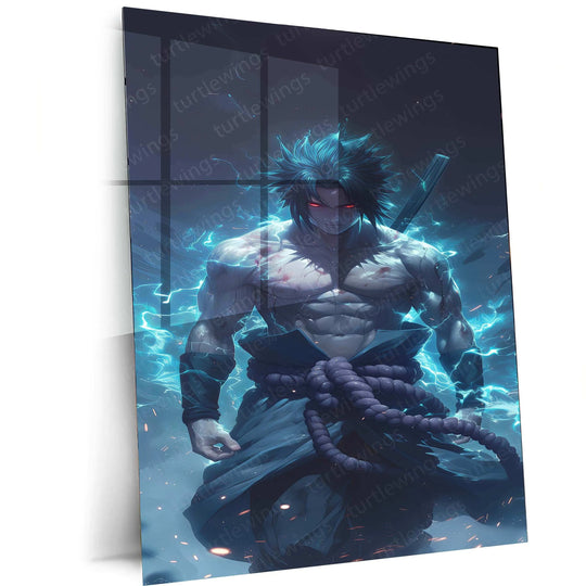 Sasuke Uchiha Metal Poster | Naruto Anime Wall Art | Sharingan & Rinnegan Decor - TURTLEWINGS 