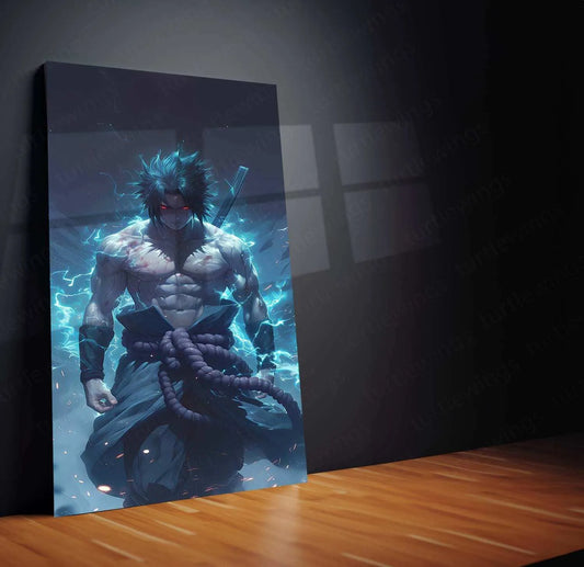 Sasuke Uchiha Metal Poster | Naruto Anime Wall Art | Sharingan & Rinnegan Decor - TURTLEWINGS 