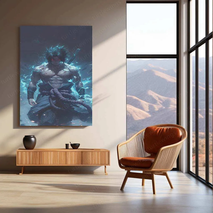 Sasuke Uchiha Metal Poster | Naruto Anime Wall Art | Sharingan & Rinnegan Decor - TURTLEWINGS 