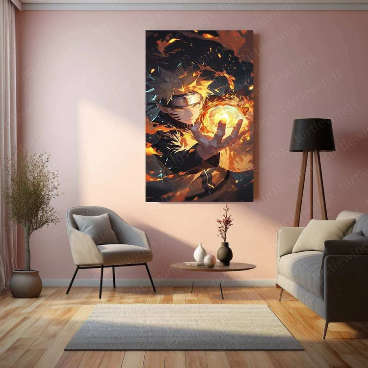 Naruto Uzumaki Metal Poster | Naruto Anime Wall Art | Rasengan & Kurama Decor - TURTLEWINGS 